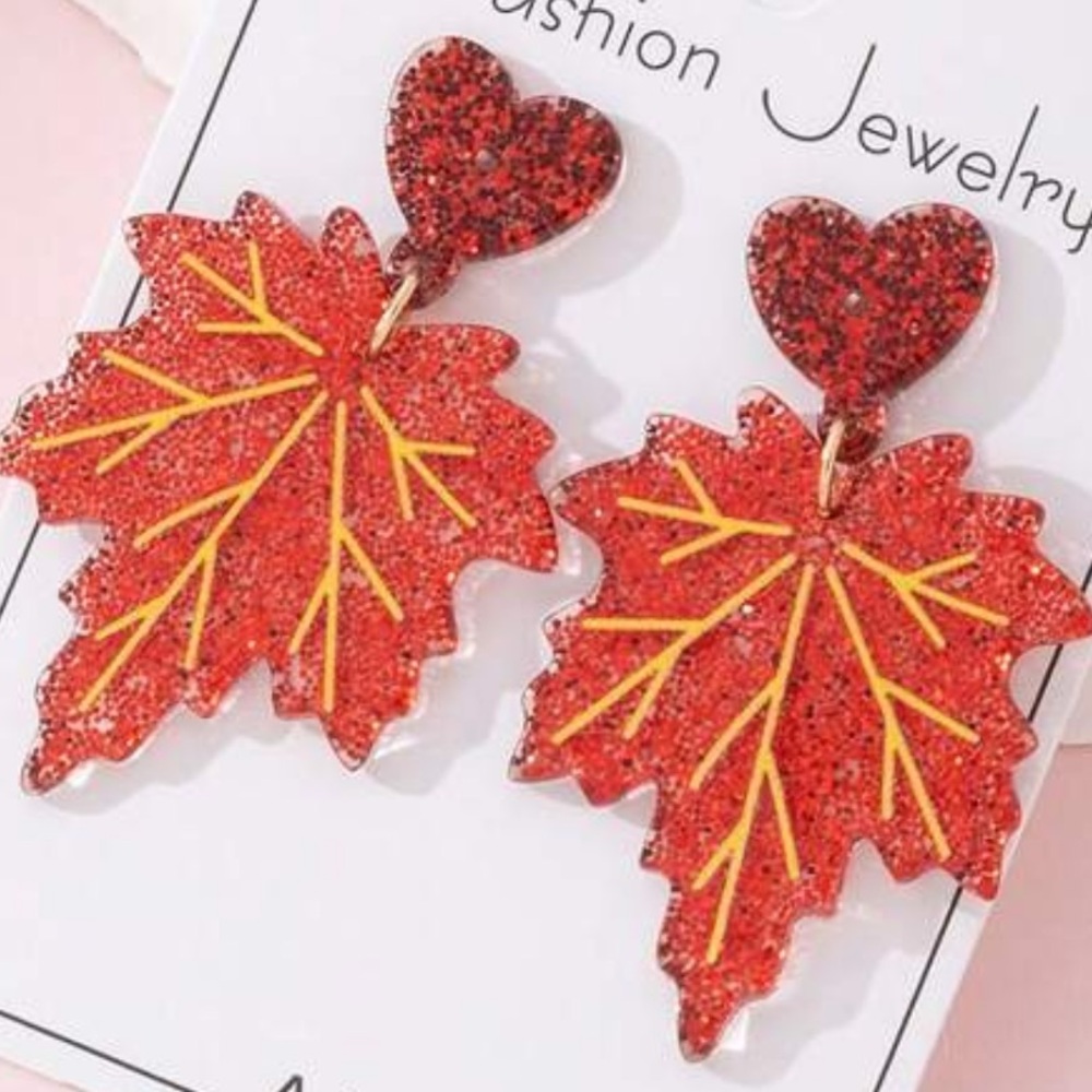 Acrylic Autumn Leaf Earrings